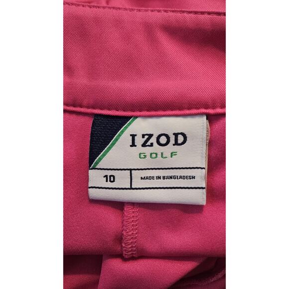 IZOD Golf Skort Womens Size 10 Pink White Pockets Side Zip Kick Slit READ - Picture 8 of 10